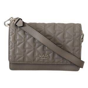 Karl Lagerfeld Light Grey Leather Crossbody Bag/One Size/Grey